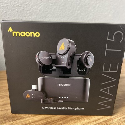 Maono Wave T5 Wireless Lapel Microphone with Voice Filter for Video Streaming