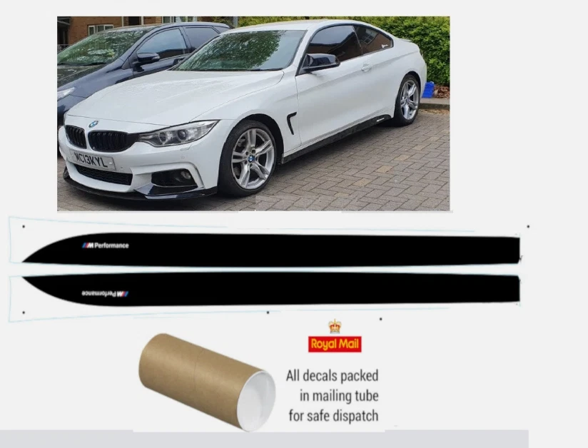 UNBRANDED / GENERIC BMW F32 F33 F34 F36 4 series M Performance Side skirt Vinyl Wrap Decals Sticker