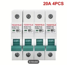 4pcs 1-phase 20A Mini Circuit Breakers MCB-63 Size Available For Home Electric