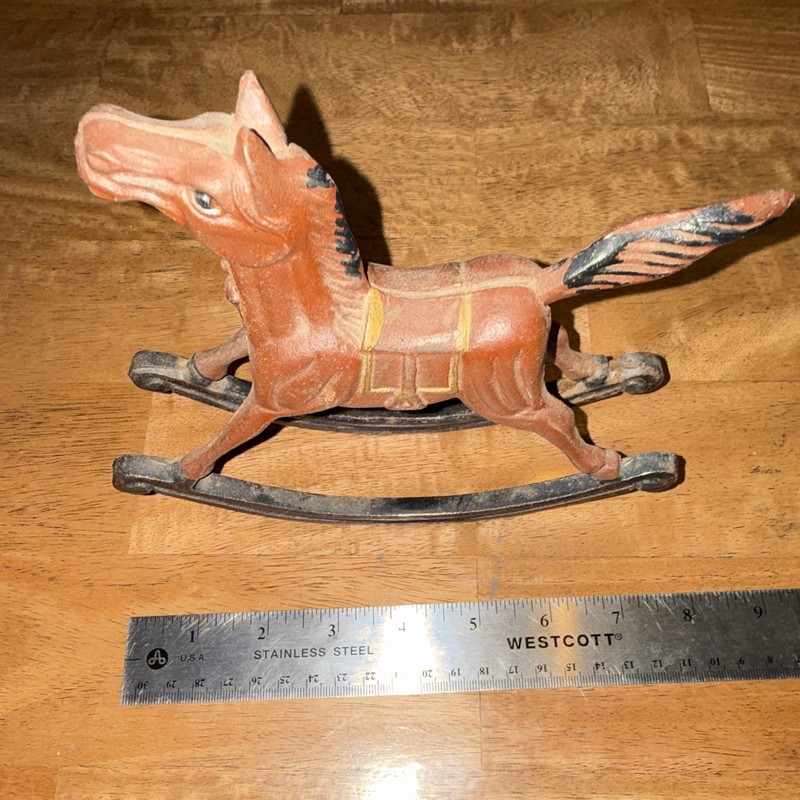 Vintage Cast Iron Rocking Horse Toy 
