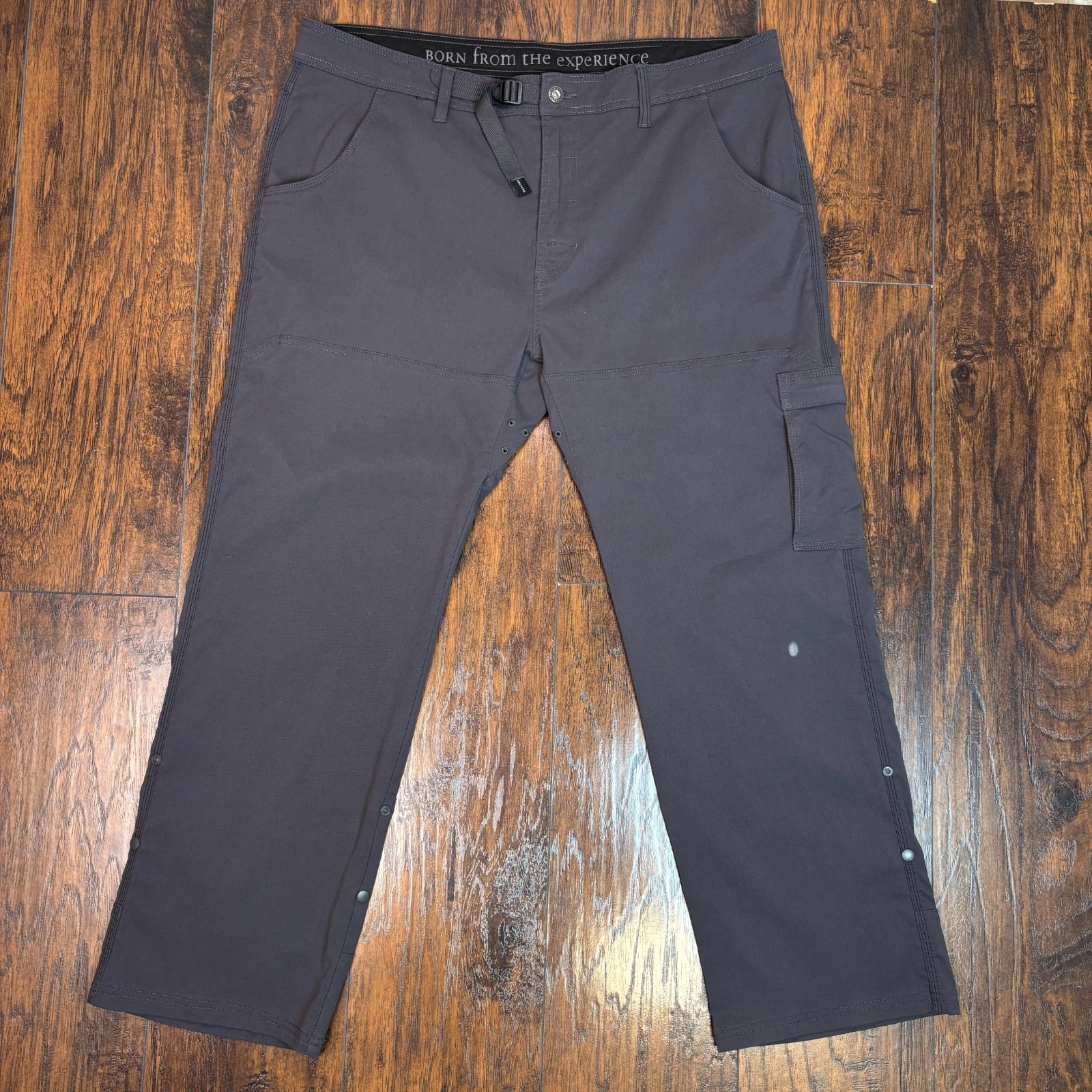 PrAna Zion Hiking Pants 40x29 Dark Gray Stretch Nylon Convertible Cargo Outdoor