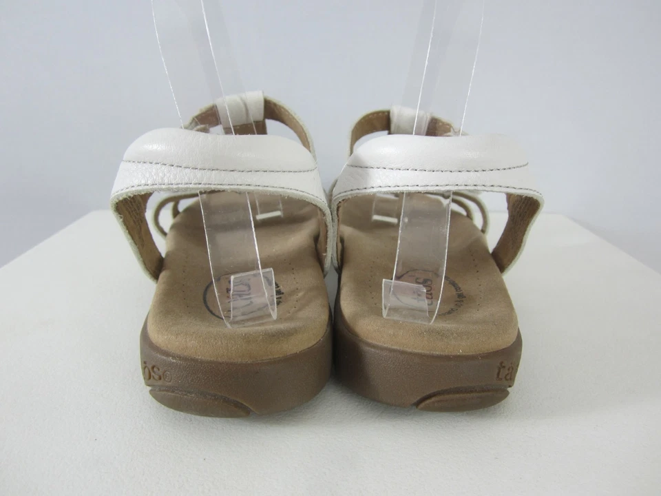 Sandalias Taos para mujer 10 de cuero blanco con triple correa cómodas clásicas cuña baja Foto 4 de 4