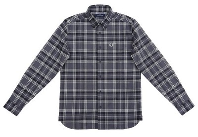 FRED PERRY - HEMD BRUSHED TWILL TARTAN SHIRT - GRAU kariert - Größe M - NEU