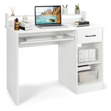 22" Wide Computer Desk Writing Study Laptop Table w/Drawer & Keyboard Tray White