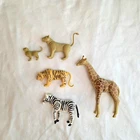 Vintage Playmobil Zoo Animals Toy Lot Of 5 Zebra Lion Tiger Giraffe Posable
