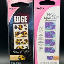 Fingrs Edge Nail Strips and Nail Makeup Full Cover Strips Leopard Purple Lace