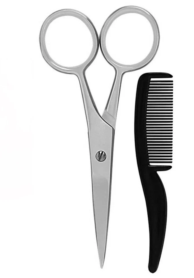 Scalpmaster #SC-9023 Mustache Eyebrow tiny Comb 3" Long 4/8" & Scissors Shears - Image 2 of 4