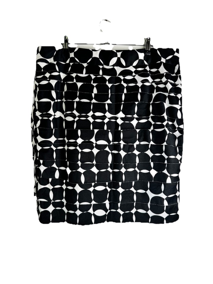 Foil Womens Black & white Circles Multi Layered Frayed Skirt Sz 16
