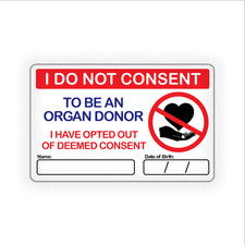 I DO NOT CONSENT TO BE AN ORGAN DONOR | PVC CARD 2