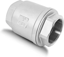 3" NPT Stainless Steel Spring Check Valve, WOG1000 NPT Thread Unleaded In-Line V