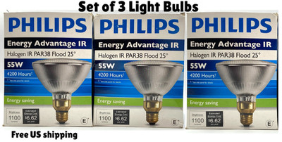 Philips Energy Advantage IR PAR38 Reflector Lamp 55W 25° Angle Set of 3