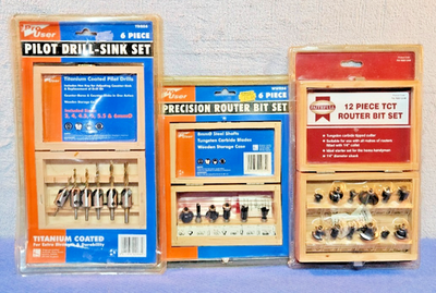 #ad #ad Vintage Woodworking Set: Faithfull 12pc TCT Router Bits amp; Pro User Pilot Drill GBP 34.99