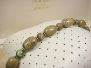 Vintage Bohemian Southwestern Natural Copper Brown Green Jasper Bead Bracelet