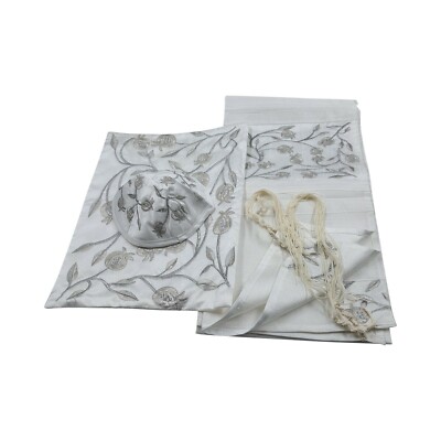 Tallit Prayer Shawl For Women 100% Kosher Embroidered WitH Flowers Judaica Gift