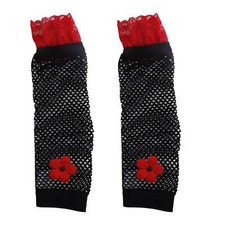 Way to Celebrate Rose and Black Fishnet Fingerless Costume Gloves