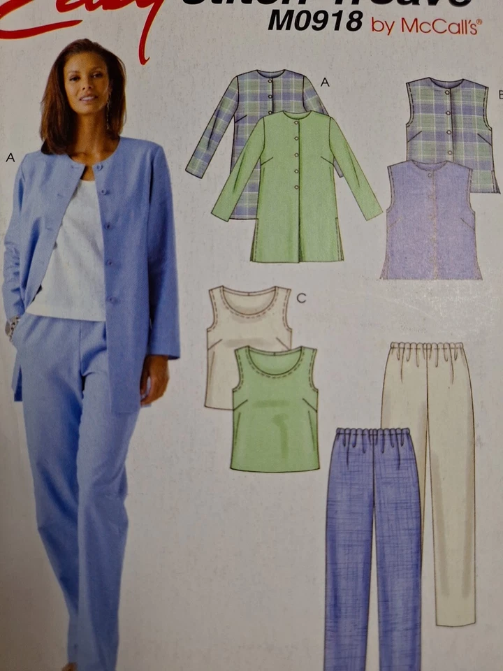 Jacket Vest Tank Pants 16 - 22 McCalls M0918 Stitch N Save Sewing Pattern 918 UC - Image 2 of 4