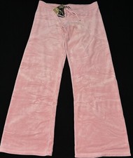 Y2K Juicy Couture Velour Sweatpants Women XL Pink Bootcut Flare Wide Leg NWT