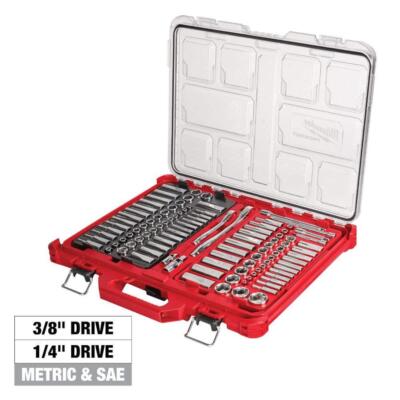 Ratchet Socket Mechanics Tool Set PACKOUT Case 106-Piece 3/8 1/4 in. SAE/Metric