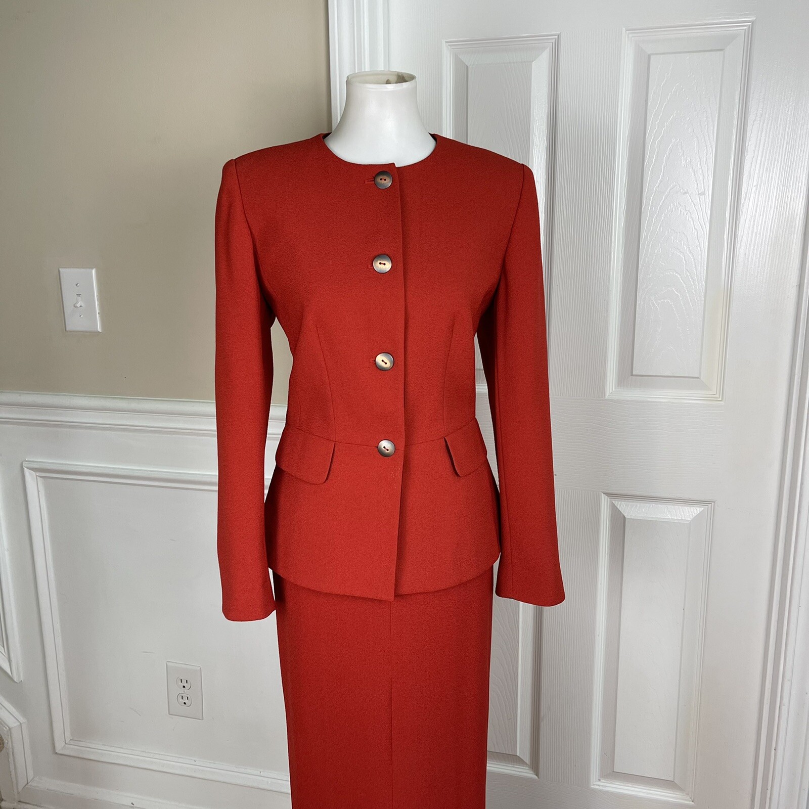 SAG HARBOR 2PC Orange Polyester Lined Collarless … - image 5
