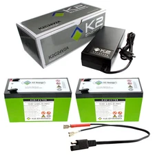 2pc K2 Energy 12V 7Ah K2B12V7EB LiFePO4e Battery and 24V 2Ah LiFePO4 Charger