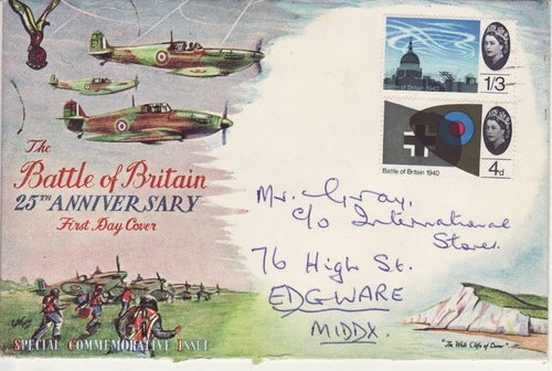 GB Stamps Souvenir Cover Battle of Britain 25th Anniversary, military RAF 1965