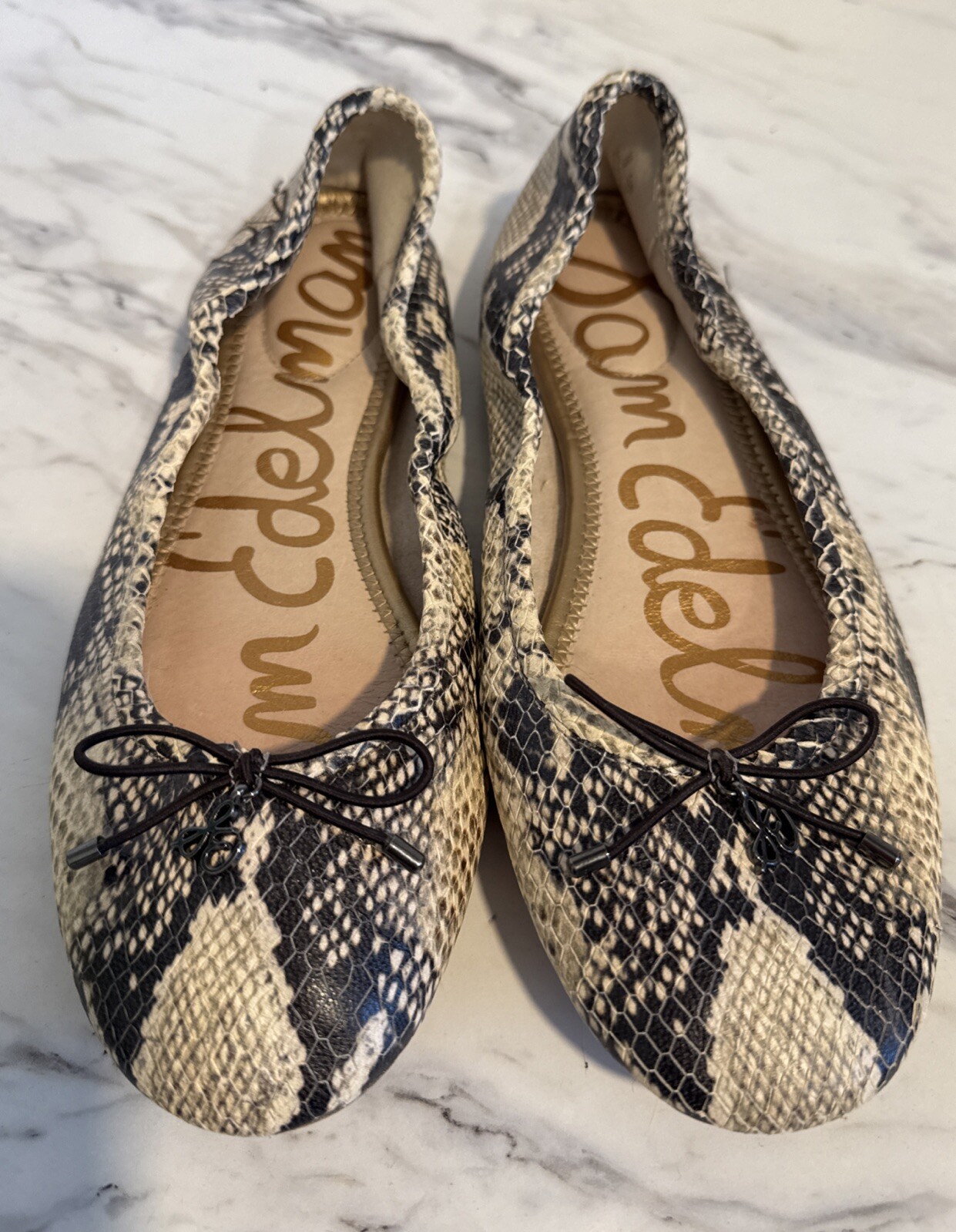 Sam Edelman Ballet Flats Snakeskin Print FELICIA LEATHER Women’s Size 7 M