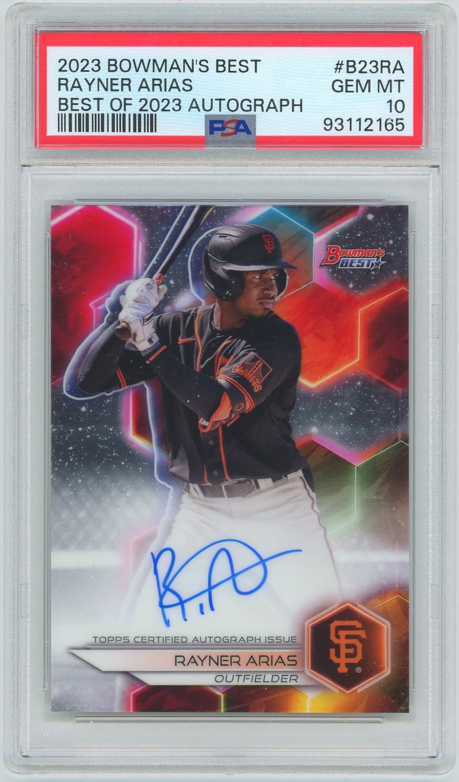 2023 Bowman's Best #B23-RA Rayner Arias Prospect Base Auto PSA 10