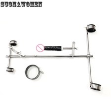 Stainles Steel Frame Spreader Bar Restraint Rack with Plug Handcuffs Adult Game