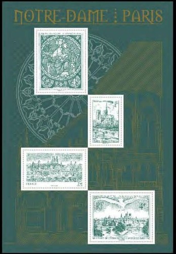 France 2020 Notre Dame de Paris cathedrale church monument stamp on stamp ms4v