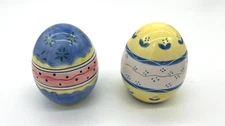 Harry and David Chicken Collection Set of 2 Glazed Easter Egg Ceramic Candles