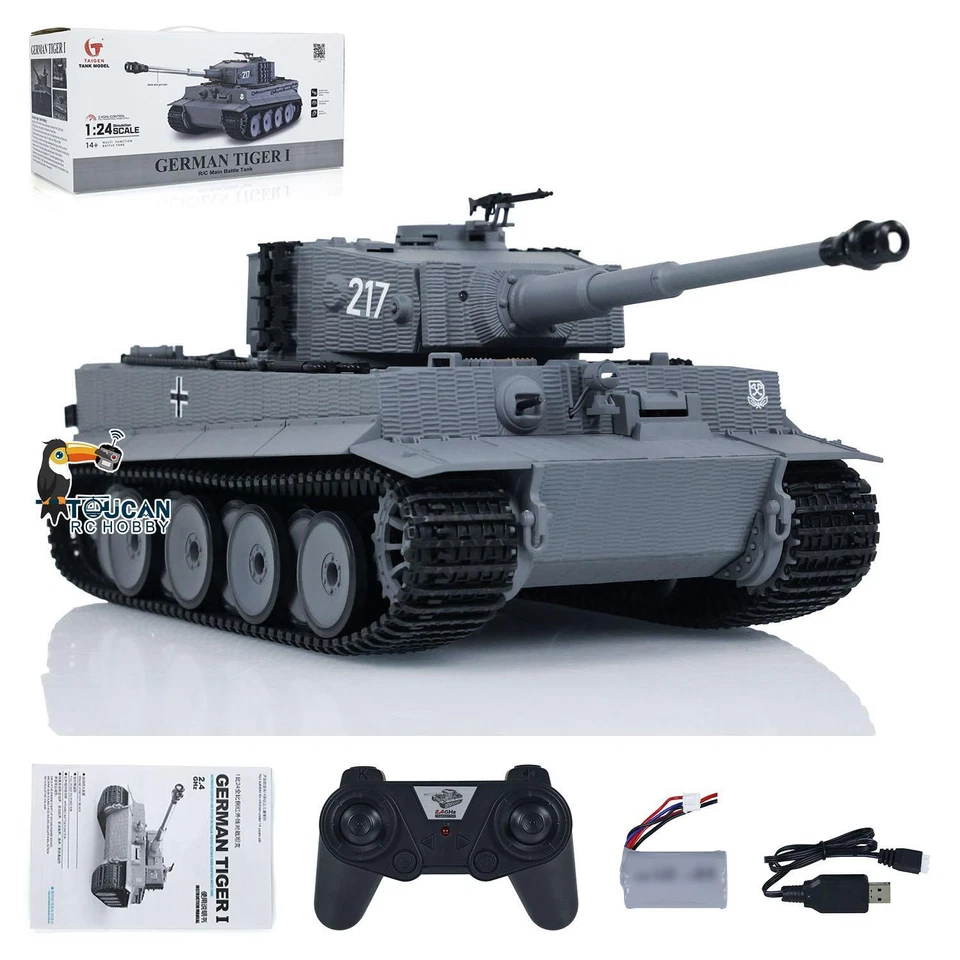 US Stock 1/24 RC IR Combat Battle Tank RC Military Tanks Tiger I 3818 3819 Model - Image 3 of 4