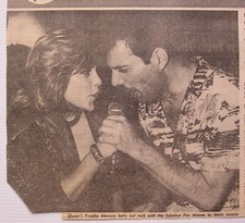 Freddie Mercury 1986 The Sun Newspaper Clipping Queen Magic Tour Party 14.07.86