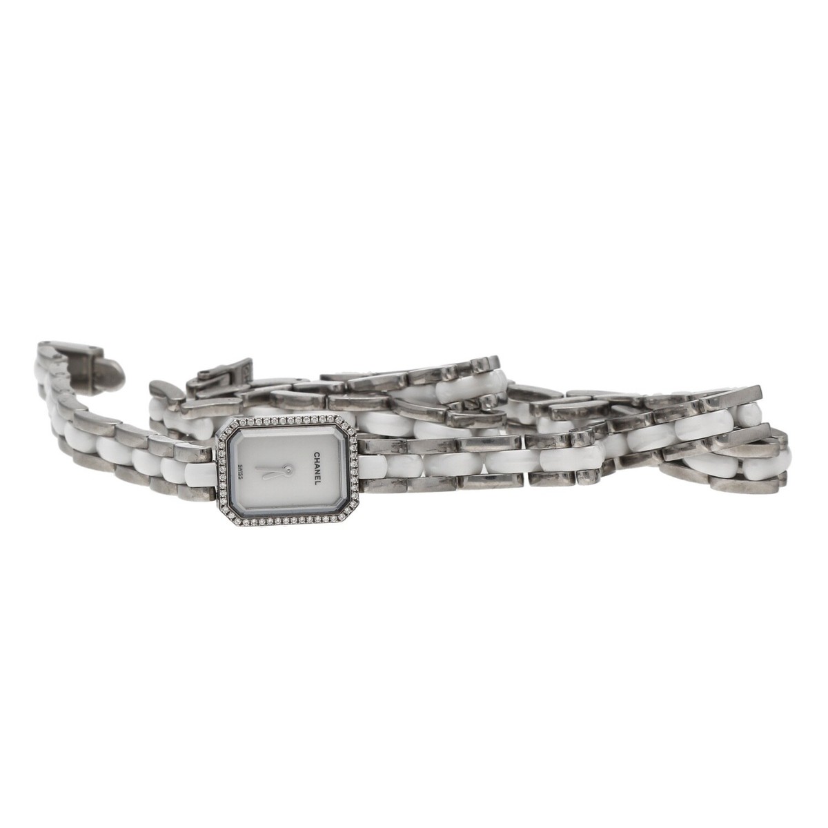 Chanel Premiere Triple Row White Ceramic Steel Diamond Quartz