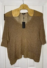 Donna Karan New York Oversized Sweater Paper Bag Small Linen Silk New Read