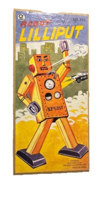 Robot Lilliput Retro Wind Up Tin Toy w/Box and Turn Key by Schylling MS393 Repro