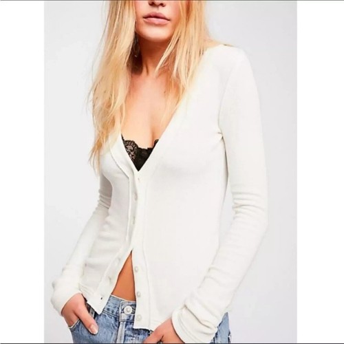 NEW Free People We the Free Call Me Ribbed Cardigan Creamy White Size Medium