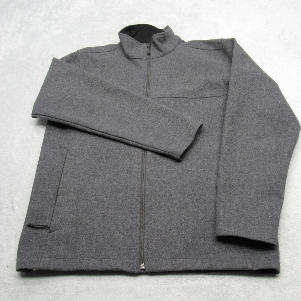 The North Face Wool Blend Jacket Mens Medium Gray Pockets Full Zip Hiking - Image 2 of 4