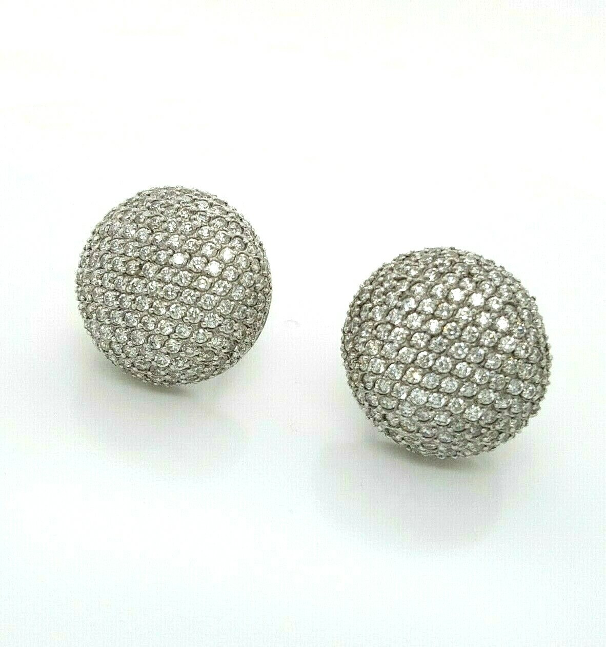 Sterling Silver Cubic Zirconia Pave Set Dome Clip Back Stud Earrings RRP $799