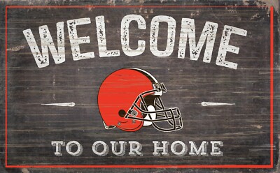 Cleveland Browns Welcome to our Home Large Wood Sign  11'' x 19''  Wall Decor Gift