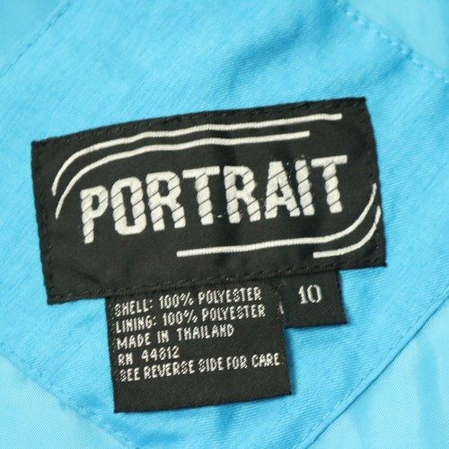 Vintage 80s Portrait Trenchcoat Lined Pockets Button Below the Knee Blue 10 - Picture 15 of 24