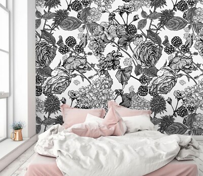 3D Sketch Flower G1862 Wallpaper Wall Murals Removable Self-adhesive Honey