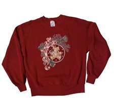 Vintage Christmas Sweatshirt Womens Large Teddy Bear Made in USA
