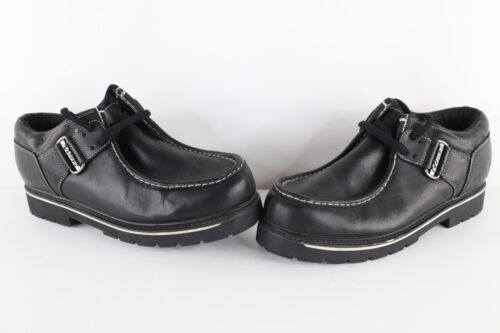 Vtg 90s Y2K NY Lug Co Lugz Mens 15 Heavyweight Leather Moc Chukkas Boots Black