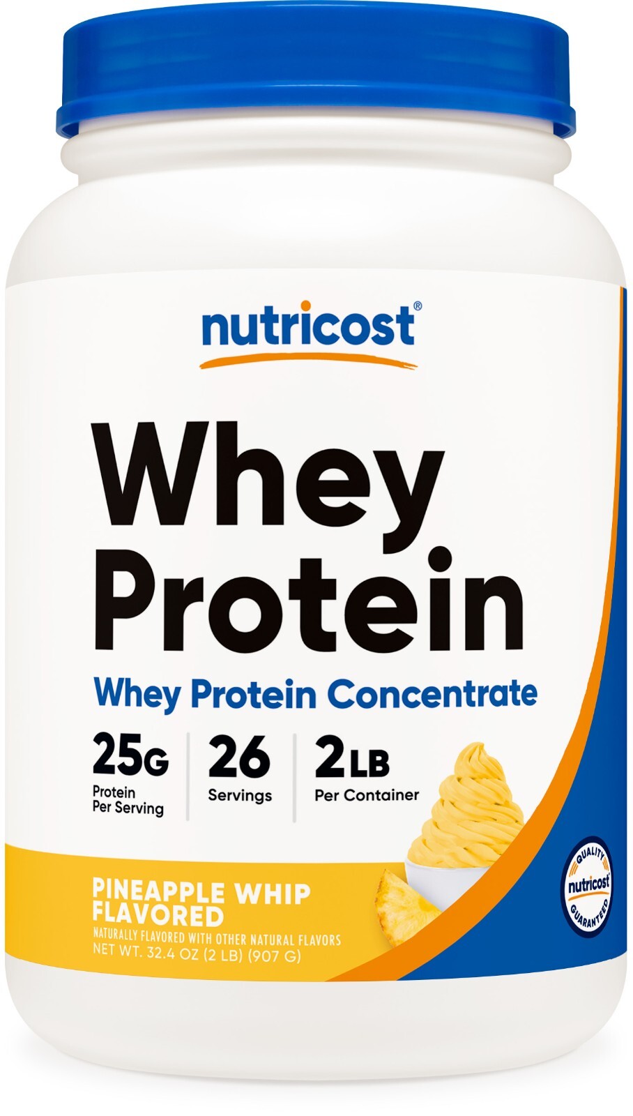 Ананасовый взбитый порошок сывороточного протеина Nutricost (2 фунта) - Без глютена и ГМО