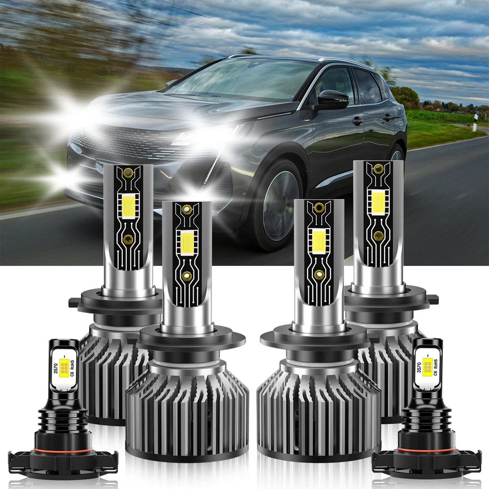 Combo de 6 faros LED + faros antiniebla para Peugeot 3008 2011-2016 Foto 2 de 4