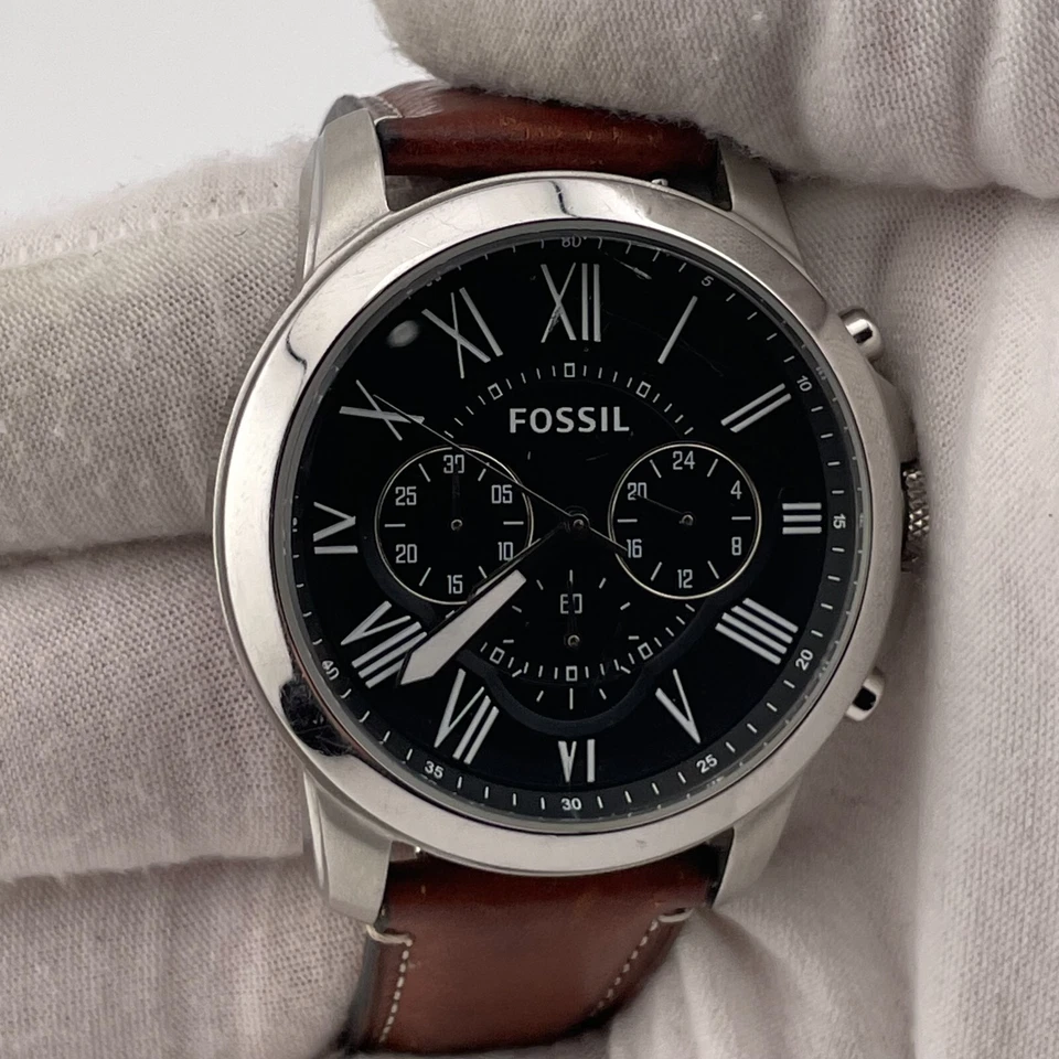 Reloj Fossil Grant FS4812IE Hombre Cronógrafo 44mm Estuche Correa Cuero Marrón Cuarzo Foto 4 de 4