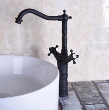 Black oil Antique Brass Swivel Bathroom Sink Faucet Mixer Basin Tap Knf147