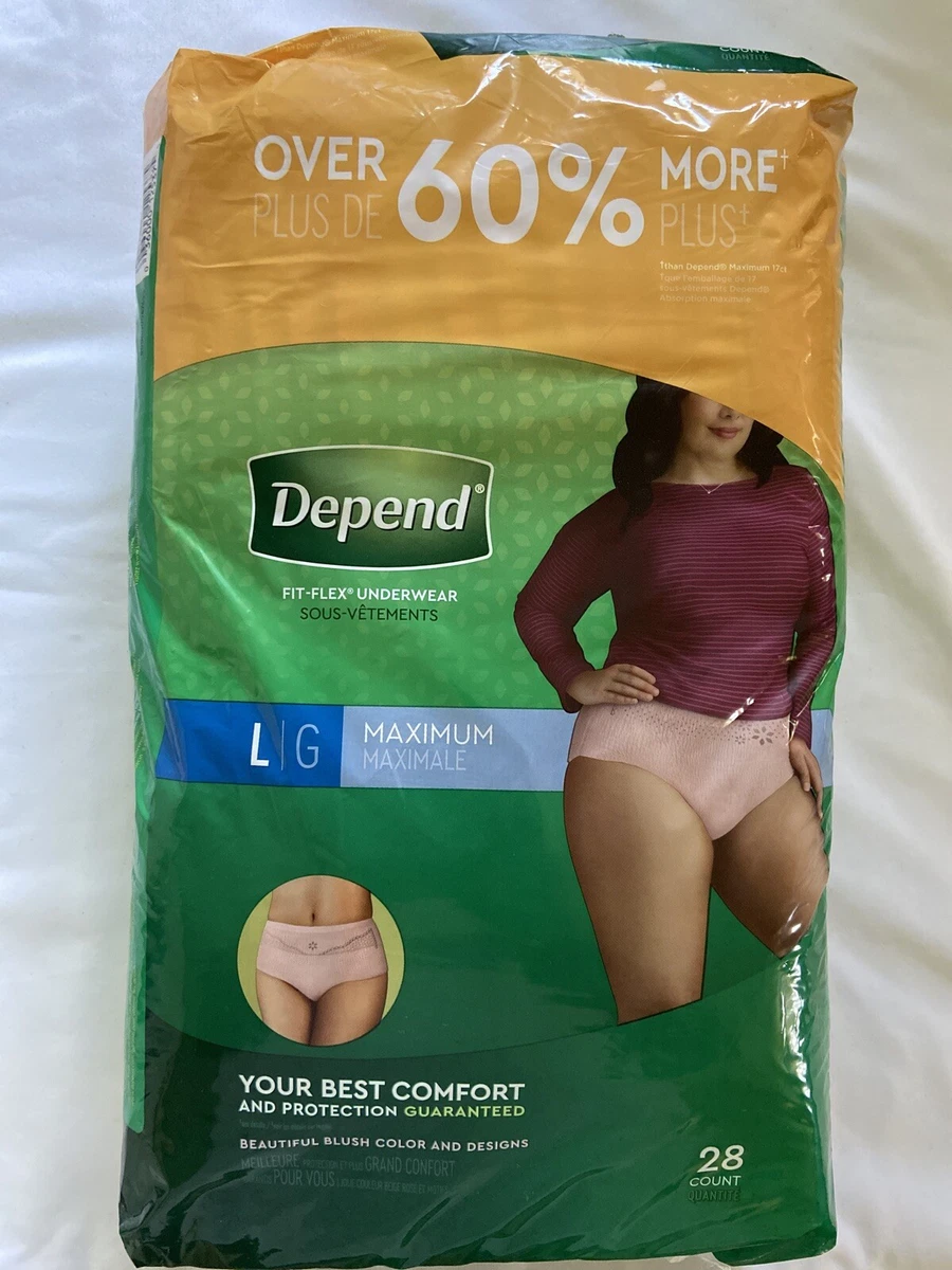 Depend FIT-FLEX Womens Absorbent Underwear, Large, Tan Pack