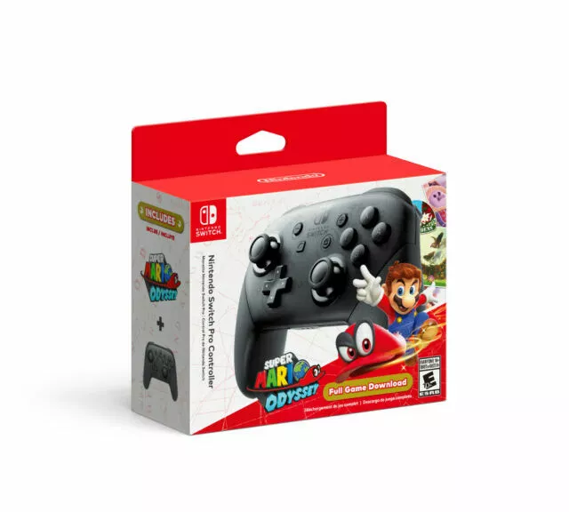 Nintendo Switch Pro Controller with Super Mario Odyssey Full Game Download  Code