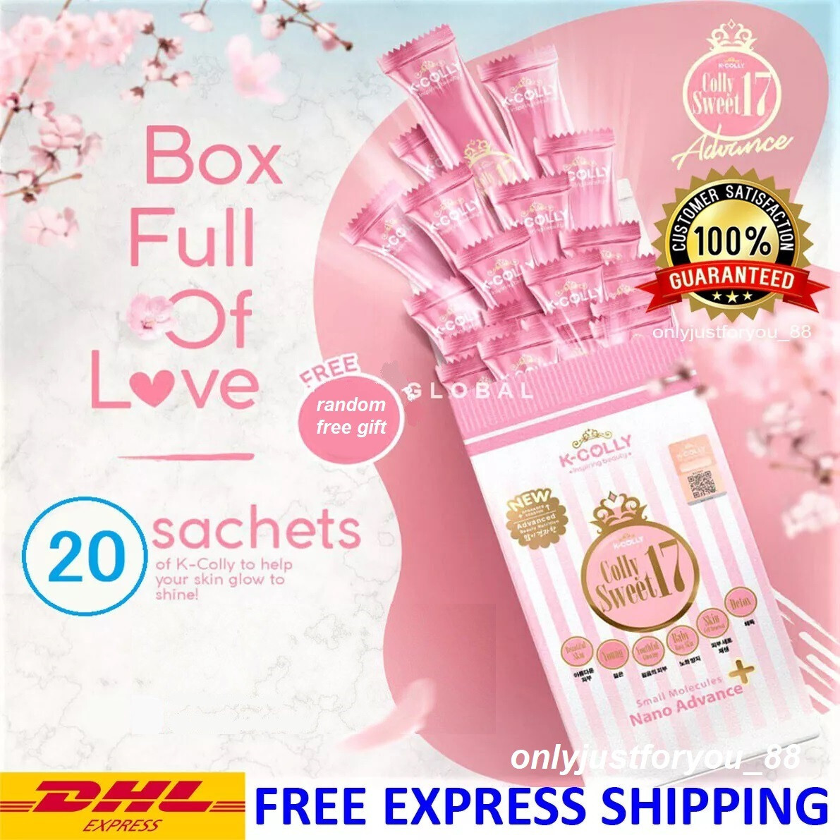 K-COLLY SWEET17 Coreano Nano Colágeno Bebida Avanzada Triple Blanqueamiento Piel Años 20 DHL